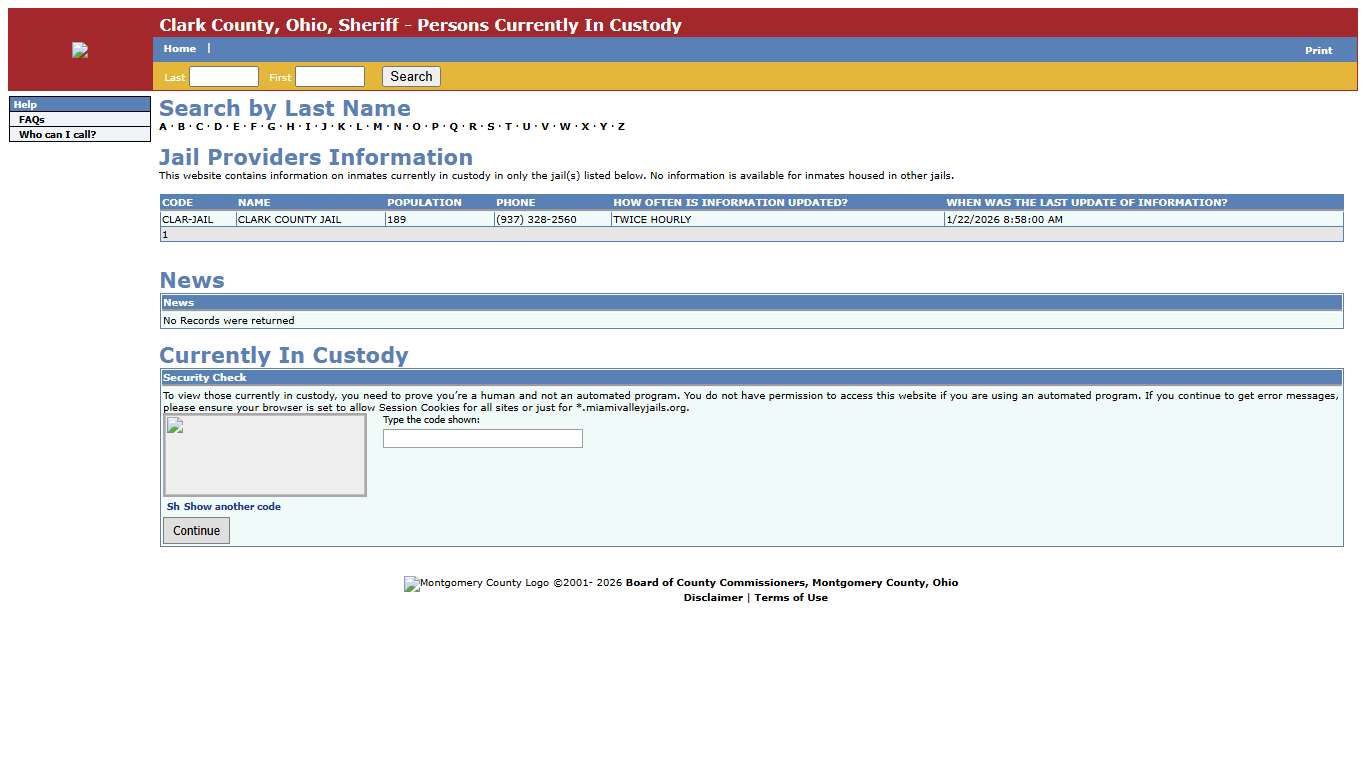 Clark County, Ohio, Sheriff - Persons Currently In Custody